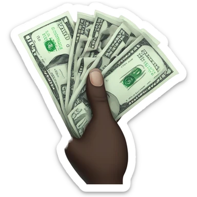 Black hand with the word Toptier tattooed on it holding a big wad of cash sticker