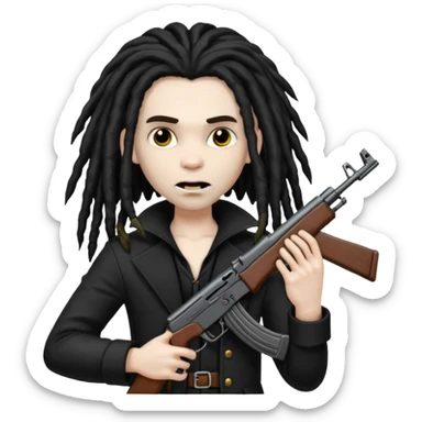 A black vampire with dreads holding a ak 47 sticker