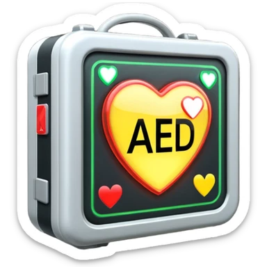 sci-fi AED box, glowing and sparkling, more intricate design, emoji style sticker