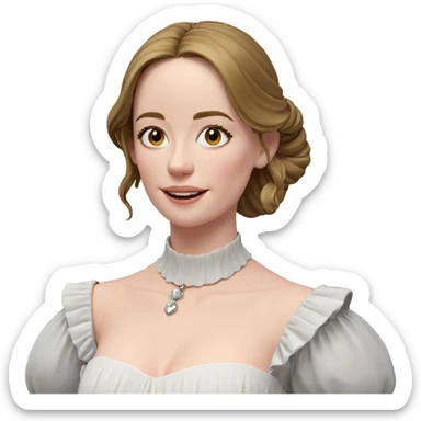 smiling girl in white dress sticker