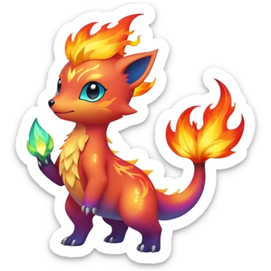Elemental Forty Fiery Sparky Fierce Colorful Gradient Sparkly Nebular Starry Flaming Viney Vinal Dusky Aurorus-Amaura-Auroras-Pokémon-Fakémon-creature sticker