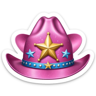 pink glittery cowgirl hat whit sherif star sticker