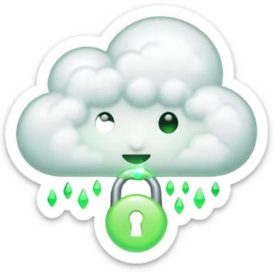 a cloud with a green glowing keyhole sticker