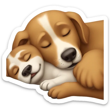 Dogs sleeping with a bear sticker
