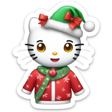 hello kitty wearing christmas clothes sticker