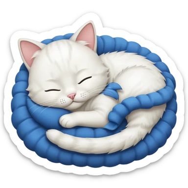 emoji of white sleeping cat with a tail hanging down sticker