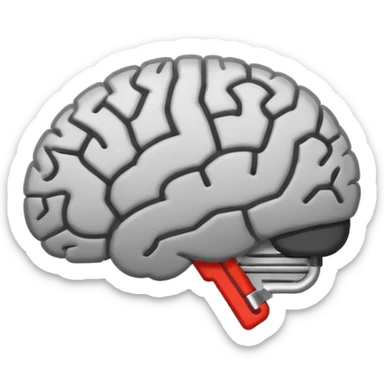 A simple emoji of a brain with a horizontal loading bar underneath, partially filled, flat emoji style, bold outline, minimal details sticker