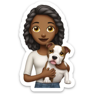 Girl with her pitbull dog sticker