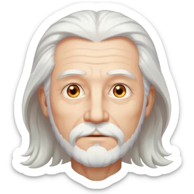 God the Father as a gentle, older man with flowing hair and a glowing aura sticker