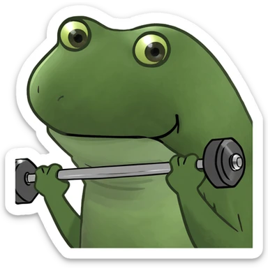 frog lifting dumbbells sticker
