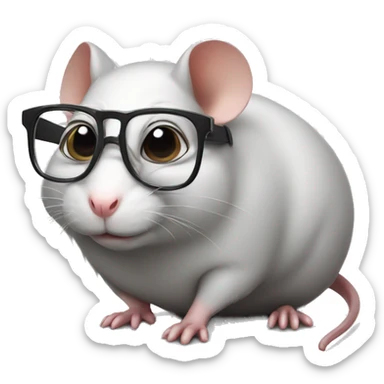 Fat rat with nerd glasses  sticker