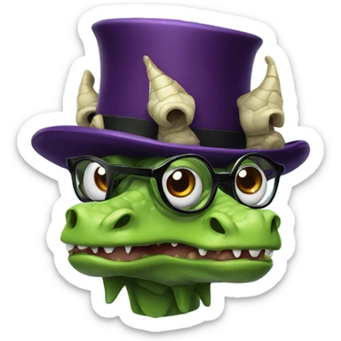 Classy three headed dragon with glasses and top hats sticker
