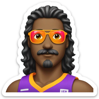 athlete with a mustache, a mullet hairstyle and wearing neon sunglasses sticker
