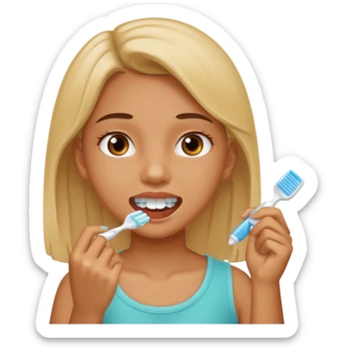 Girl cepillándose los dientes sticker