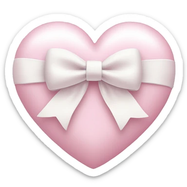 Pastel pink heart with white bow sticker