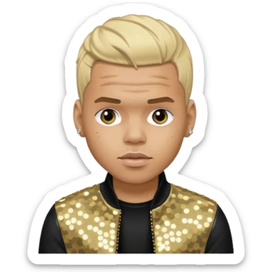 Chris Brown with blonde hair, black sequin outfit sticker