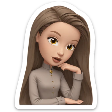 elegant girl with brown hair sticker