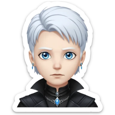 necromancer with black leather outfit white hair sticker