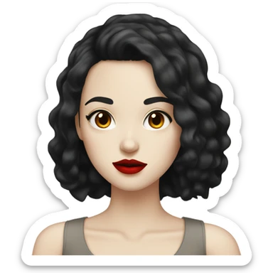 girl with black hair pale skin red lips sticker