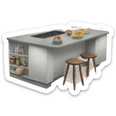 Kitchen island realistic sticker