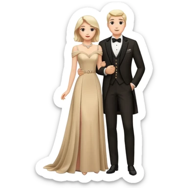 full-length romantic couple in evening outfits sticker