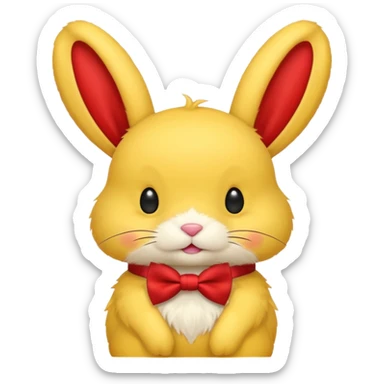 yellow bunny with red bowtie sticker