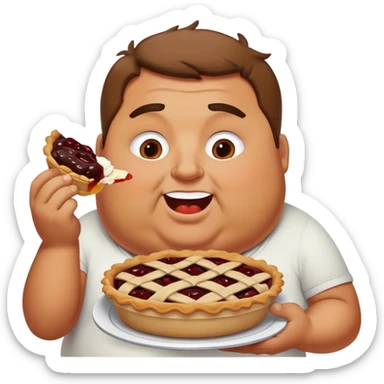 Fat man eating a pie  sticker