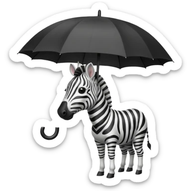 zebra with umbrella closeup view sticker