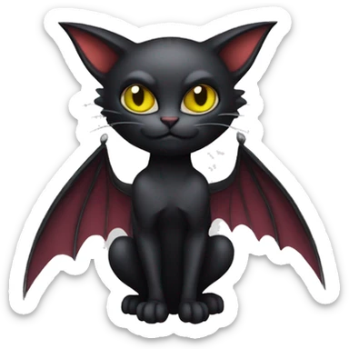 Black-Vampire-Batty-Cat-Fakémon-Cat With Bat-wings as ears  sticker