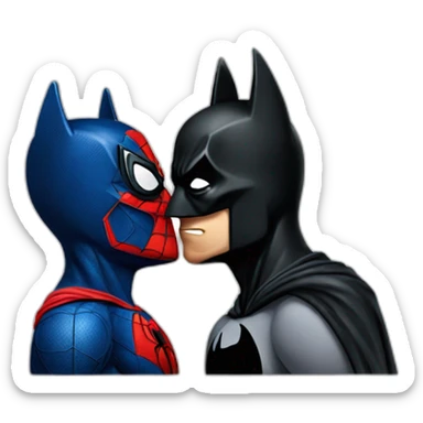 Batman kissing Spiderman sticker