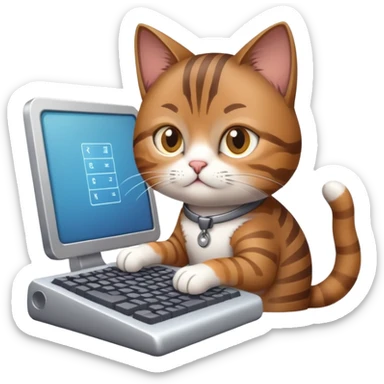 cat software developer with keyboard sticker