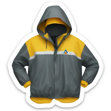 waterproof garment branded with k-way logo without a face just the garment wet sticker