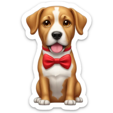 Dog with a red bowtie sticker