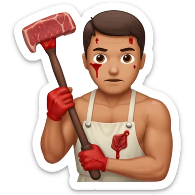 Guy beating meat with hammer sticker