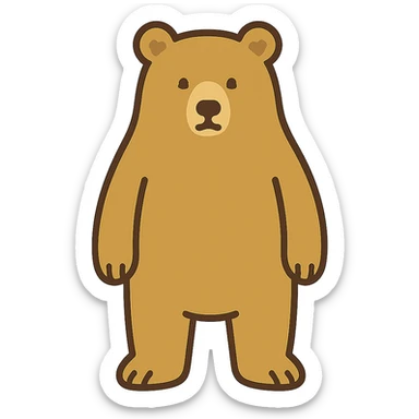 flat toon style blonde grizzly bear full body icon sticker