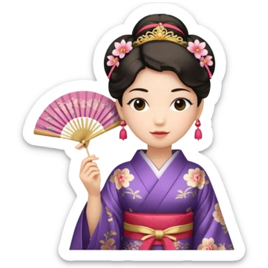 Kimono princess with fan sticker
