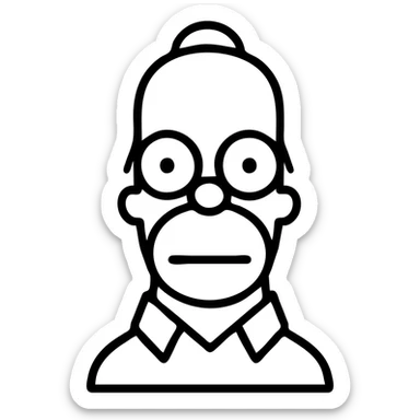 Homer Simpson simple outlined icon, minimal details, no fill, black lines, recognizable silhouette sticker