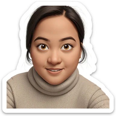 smiling girl in turtleneck sweater sticker