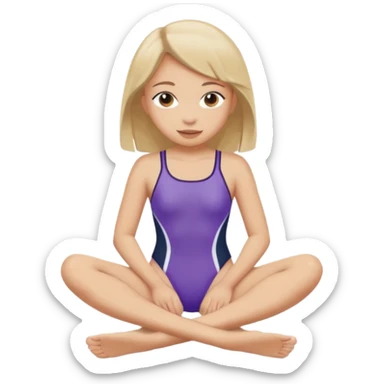 Girl wear swimsuit, The girl sits with her legs apart, show her feet sticker