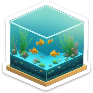 isometric fish tank sticker