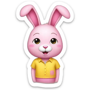 Pink rabbit wearing yellow shirt sticker