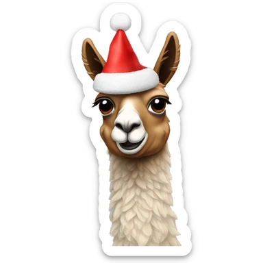 Llama with Christmas hat sticker