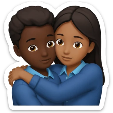 Two people hugging. They are facing each other. Silhouette only.  sticker