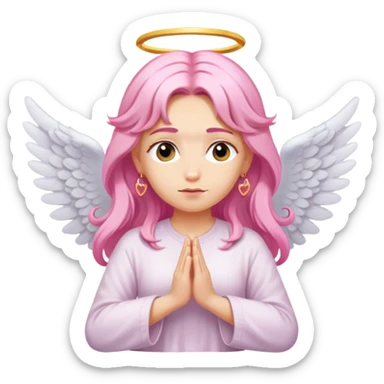 Blonde woman angel with long hair meditating with pink hair clips sticker
