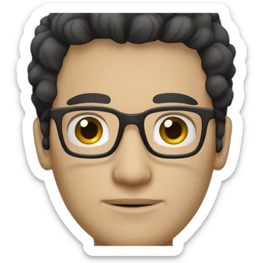 white hispanic guy with black hair, glasses, thin sticker