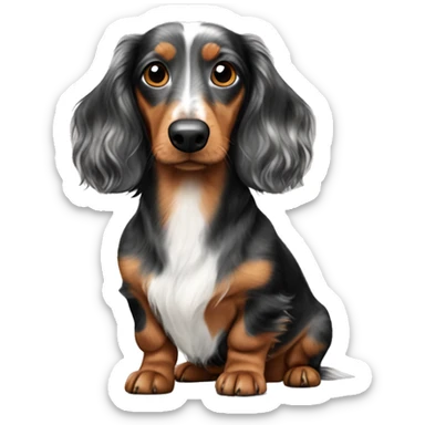 Tri merle long haired dachshund sticker