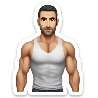 attractive, ripped, stylish armenian man, portrait, nutrionist sticker