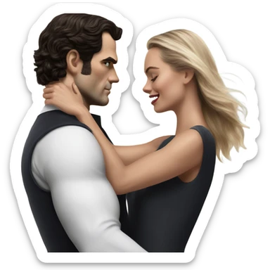 realistic photo of Henry Cavill close dancing with a beautiful female model  sticker