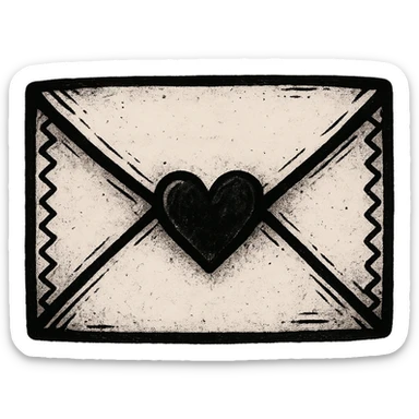 emo style  envelope with a heart seal, no background sticker