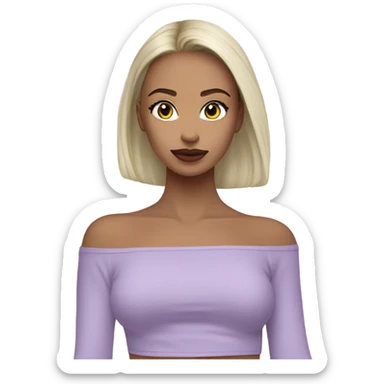 Lilac off shoulder Long sleeve oversize crop top, isolated sticker